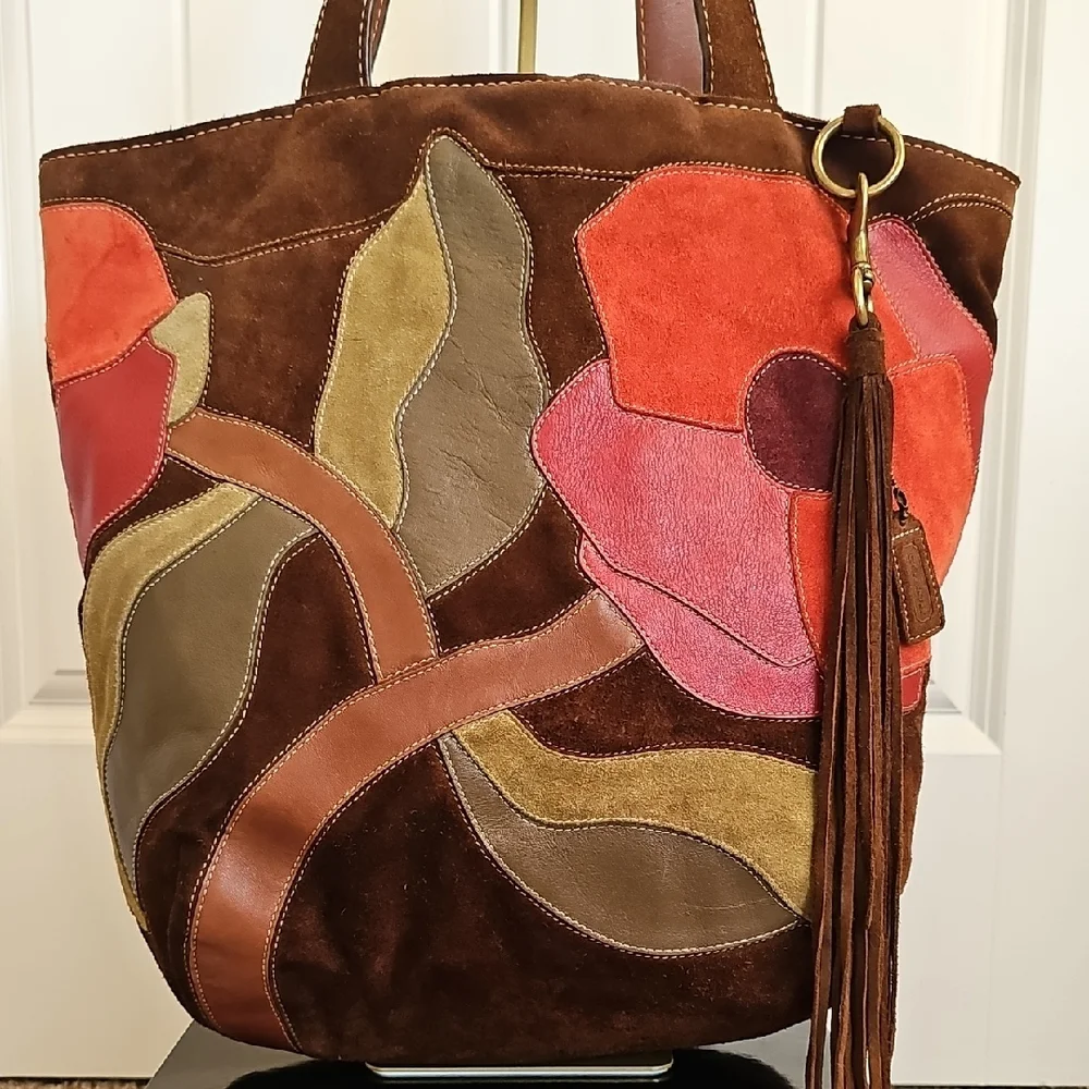 RARE Vintage 2006 Coach Limited Edition "Poppy for Peace" Suede Tote 9259 - EUC - Picture 3 of 15